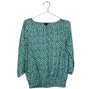 Ann Taylor Factory Green Geometric Print Top - Size Small